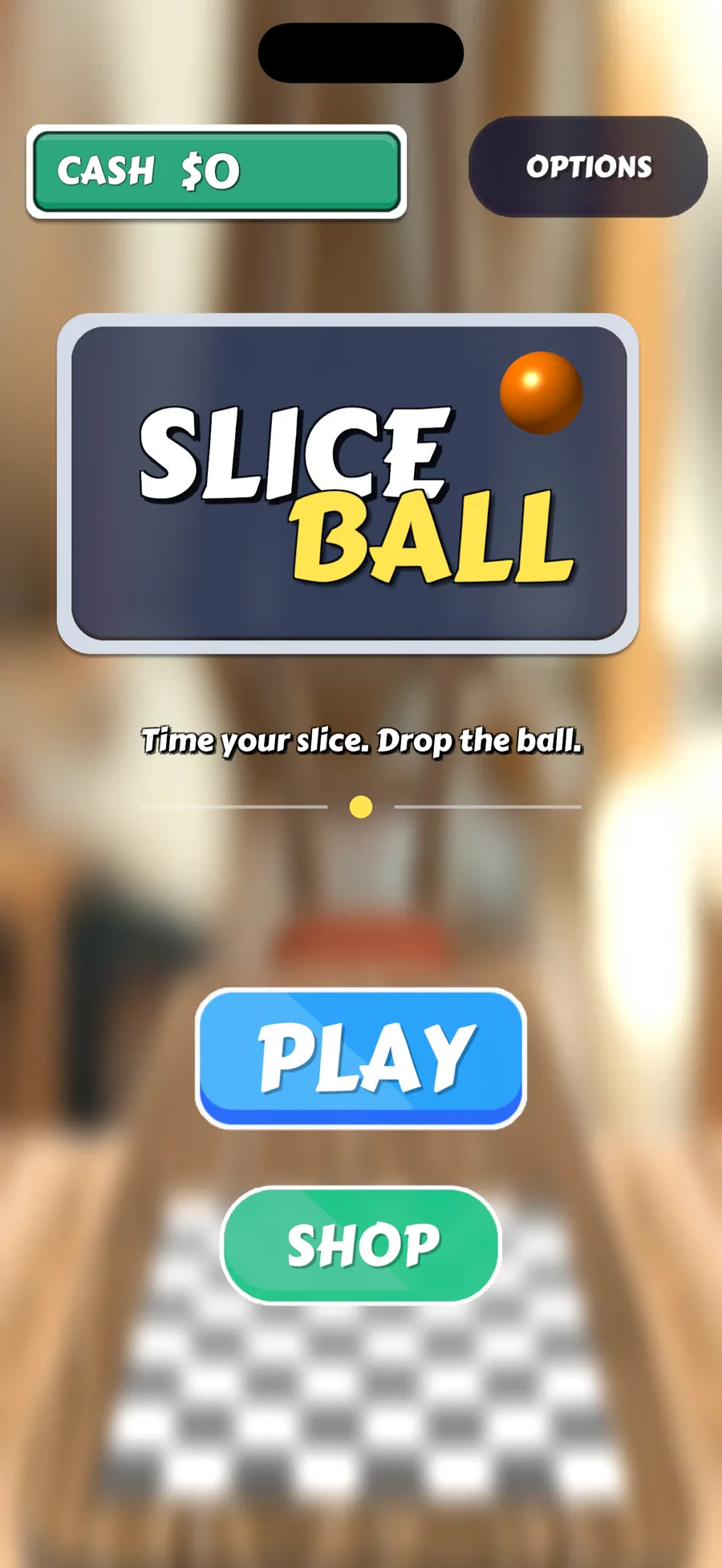 The Sliceball main menu